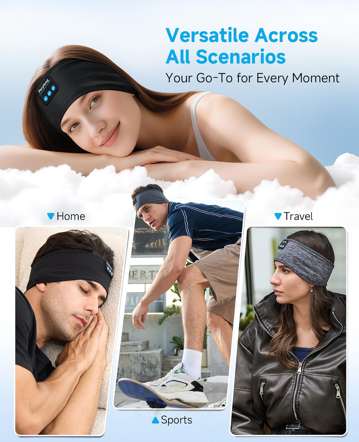 Perytong Sleep Headphones built-in stereo speakers and Bluetooth 5.4 connection