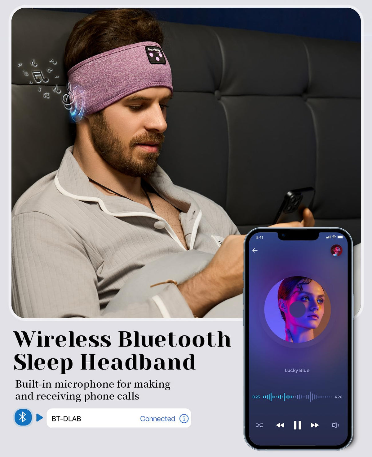 Perytong Sleep Headphones breathable fabric keeps you cool during sleep.