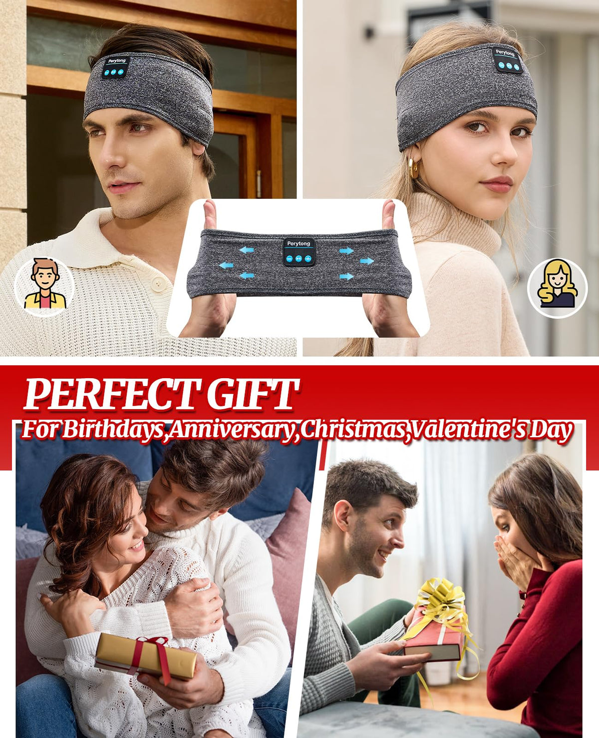 Perytong gift-packaged sleep headphones ideal for holidays
