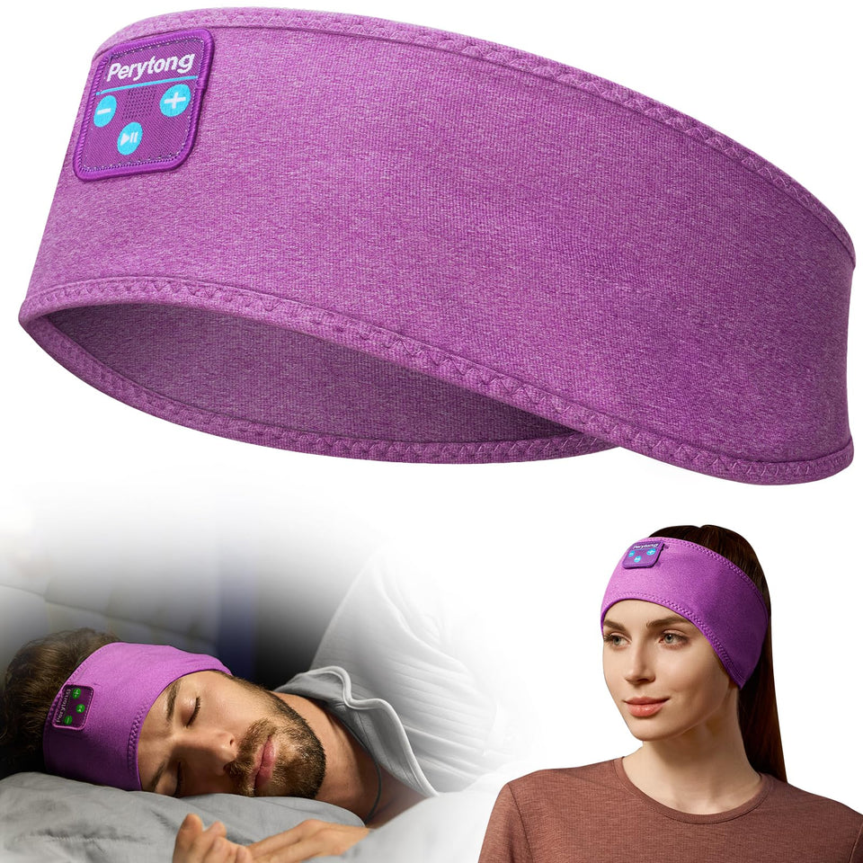 Perytong Sleep Headphones headband in breathable fabric for all-night comfort and sweat absorption.