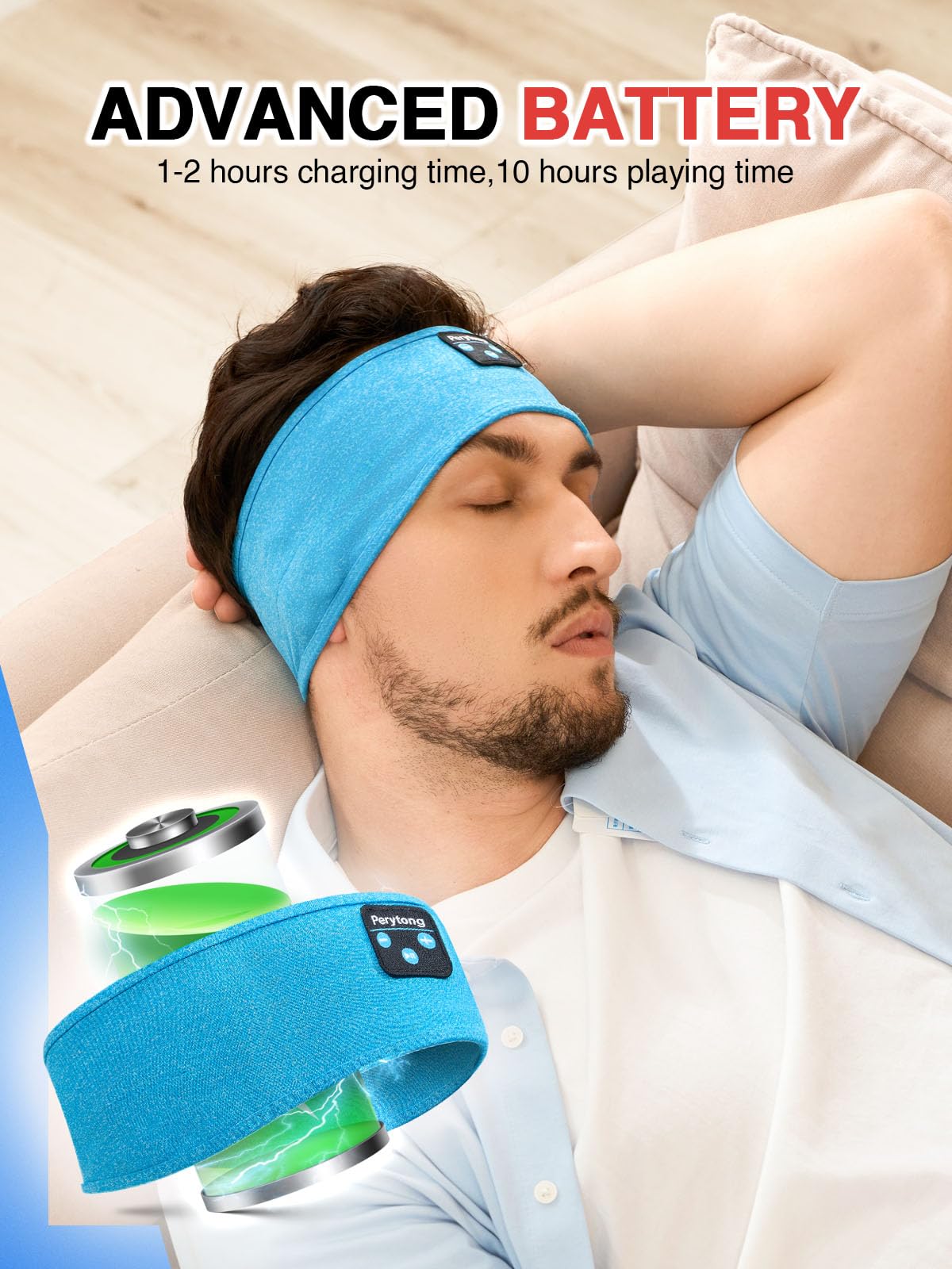 Perytong Sleep Headphones with mic and controls for hands-free calls