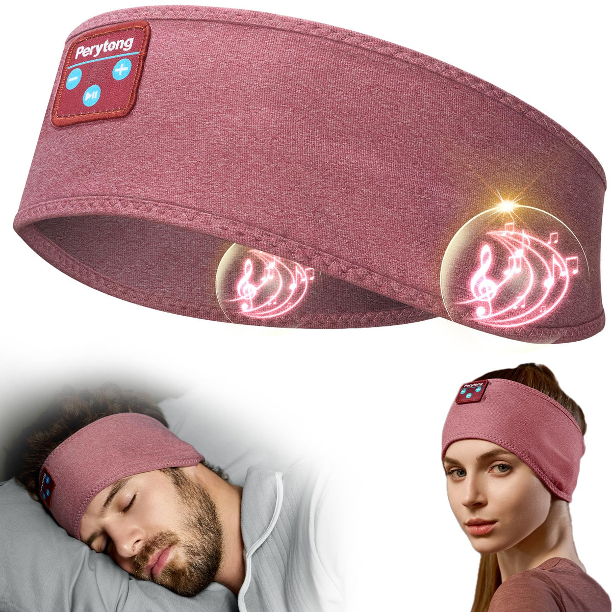 Perytong sleep headphones outer view highlights a comfortable headband for long wear.
