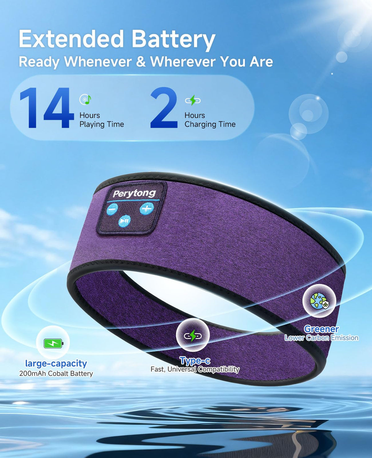 Perytong sleep headphones headband washable and durable for daily use.
