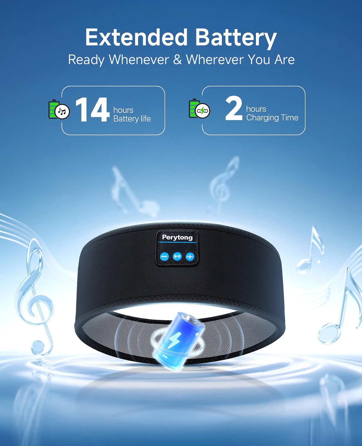Perytong Sleep Headphones built-in microphone supports hands-free calls during activities.