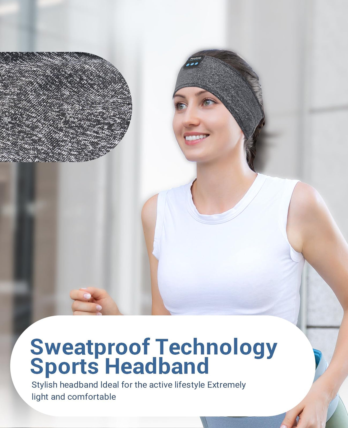 Perytong Sleep Headphones built-in microphone and controls for hands-free calls.