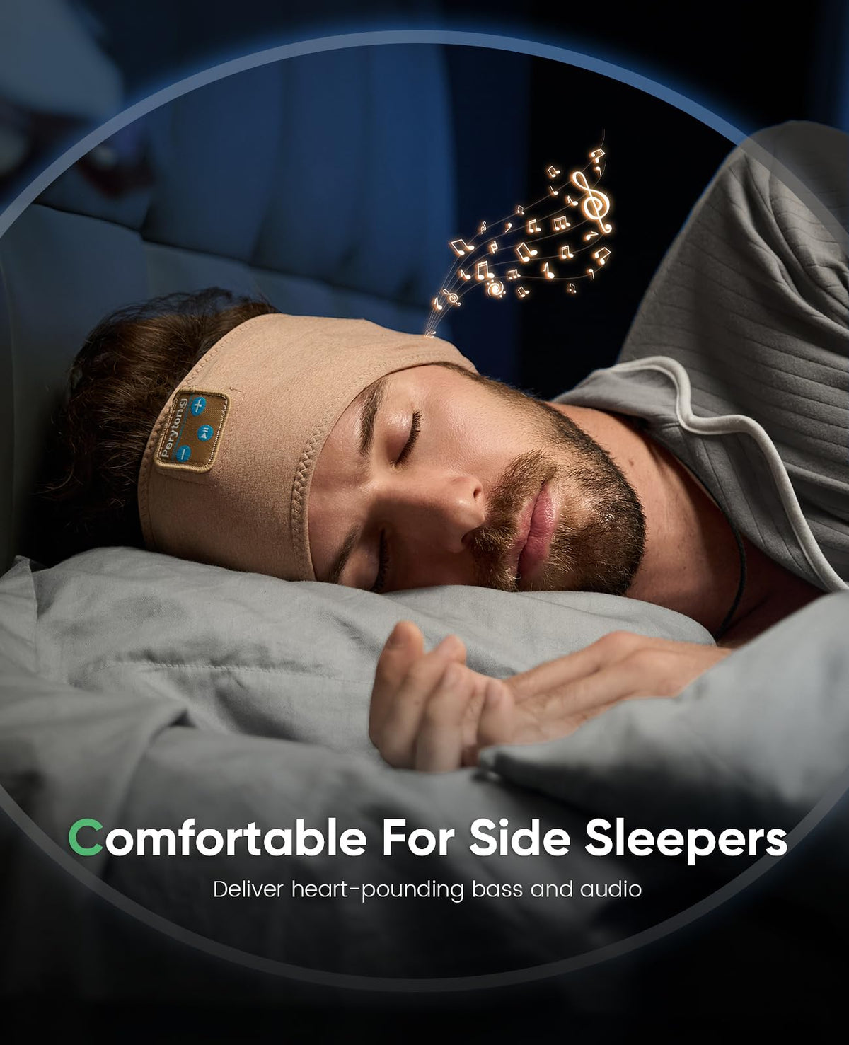 Perytong Sleep Headphones breathable fabric headband ideal for workouts and rest.
