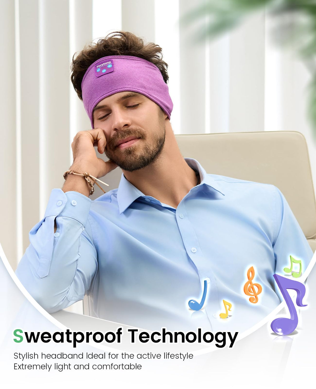 Perytong Sleep Headphones two-in-one design enabling music and calls on the go.
