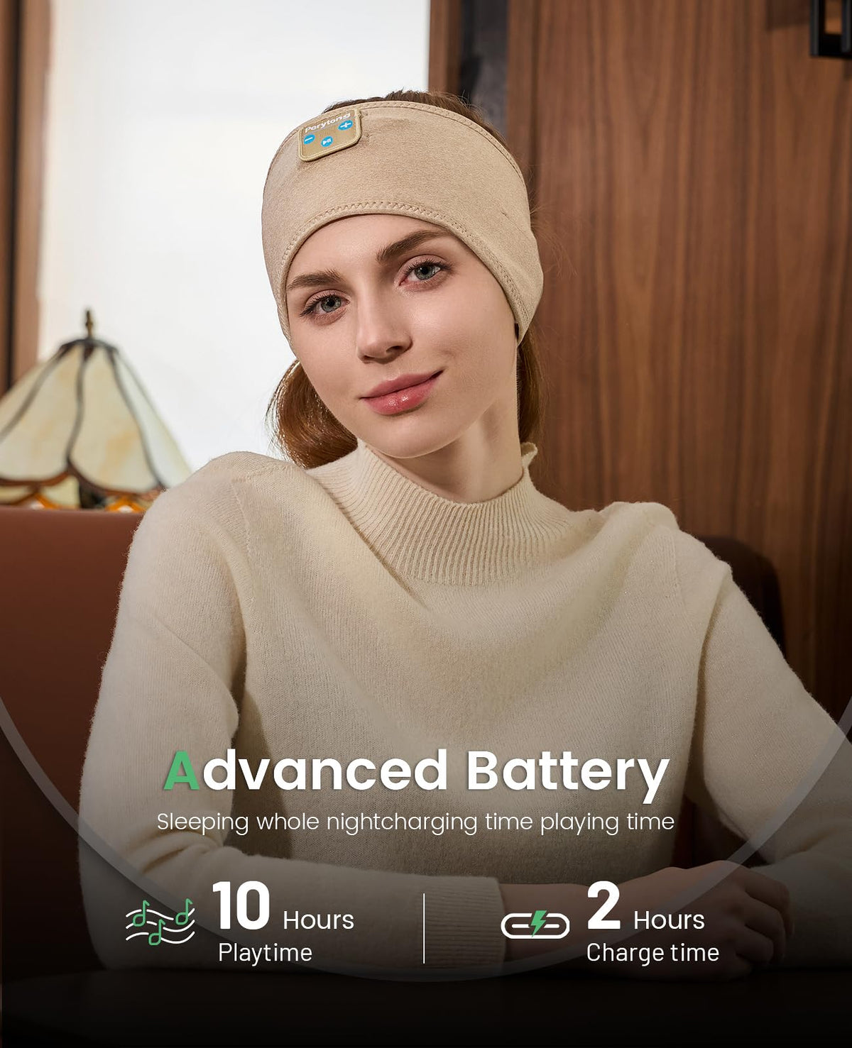 Perytong Sleep Headphones Type-C charging for fast, reliable power.
