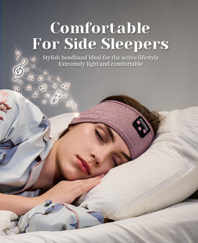 Perytong Sleep Headphones ultra-thin speakers lie flat for pressure-free sleeping.