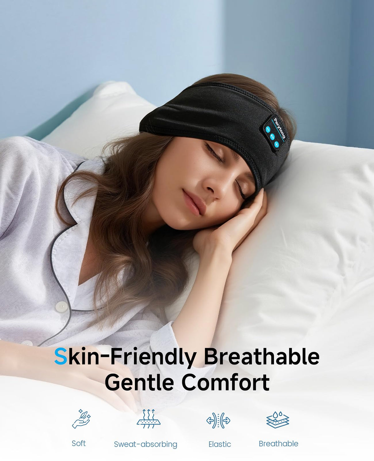 Perytong Sleep Headphones ultra-thin speakers deliver discreet sound during bed rest or light workouts.