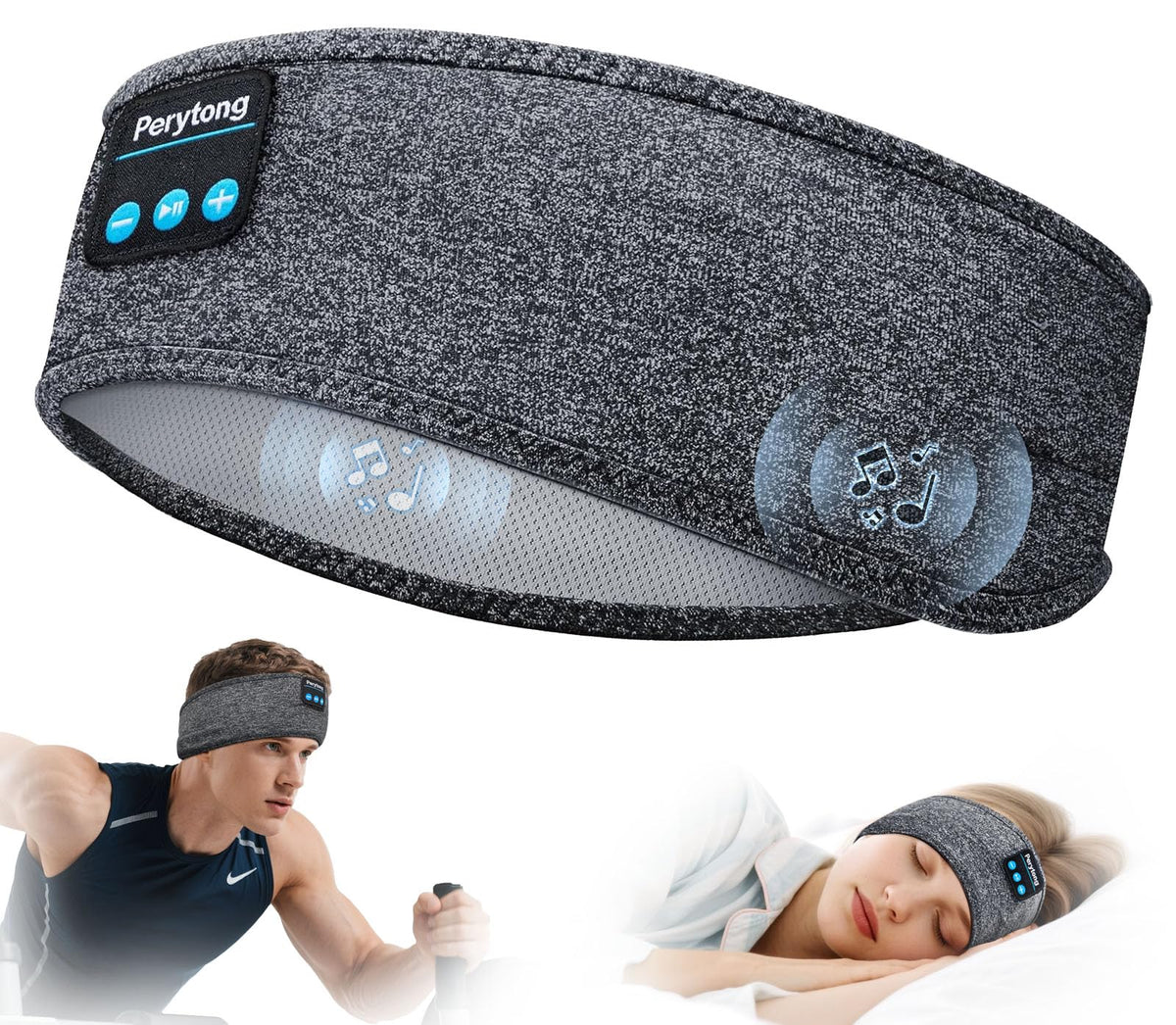 Perytong sleep headphones headband worn for comfort and music extension