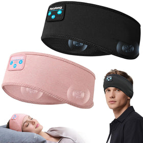 Perytong sleeping headband front view with built-in speakers for bed listening