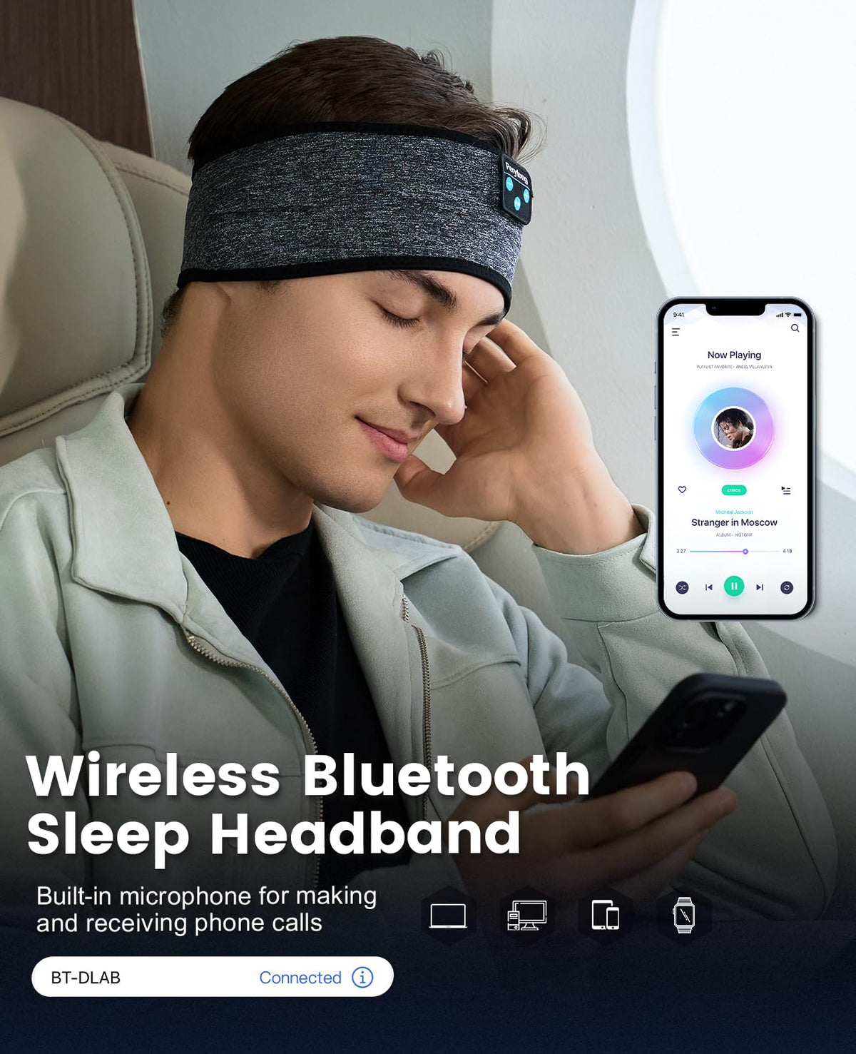 Perytong touch controls headband headphones for hands free audio management