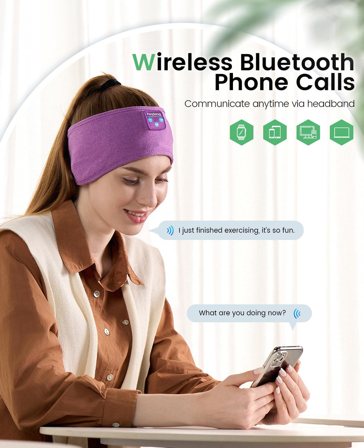Ultra thin speakers embedded in the band provide discreet audio during rest