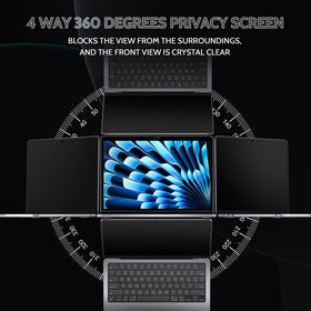 Peslv 360 privacy screen MacBook 13 side view demonstrates four-way privacy for public screen use