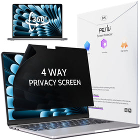 Peslv 360° privacy screen on MacBook Pro 16 front view improves privacy in public spaces.