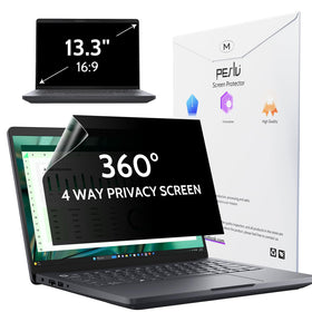 Peslv 360 privacy screen on a 13.3-inch laptop protects privacy at public desks