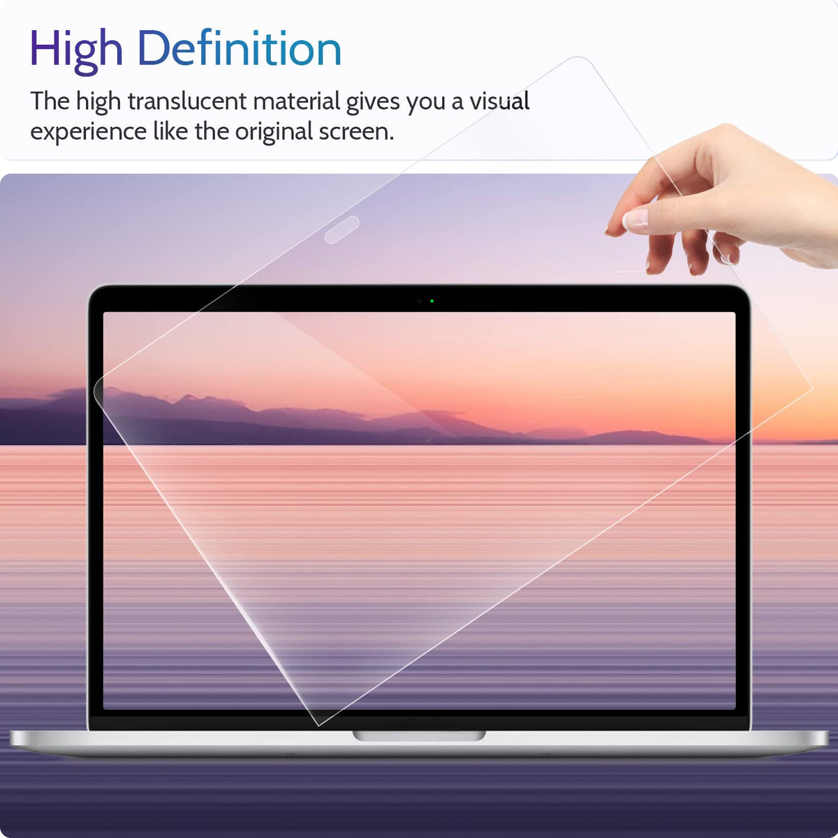 Peslv easy-install screen protector for MacBook 13 with bubble-free adhesion.