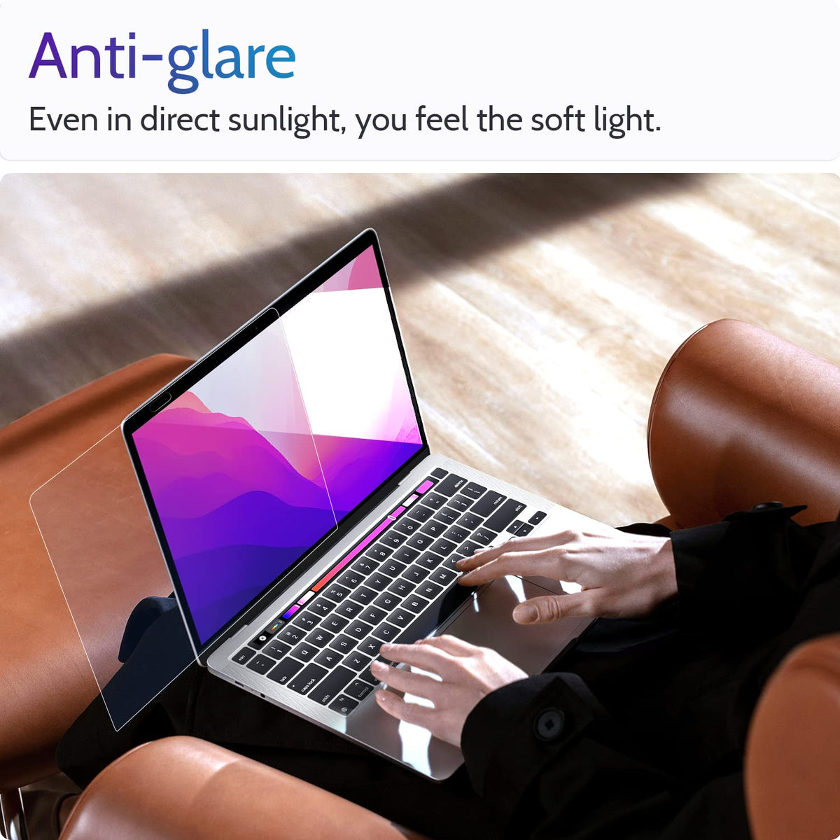 Peslv ultra-thin clear film for MacBook 13 preserves screen clarity.