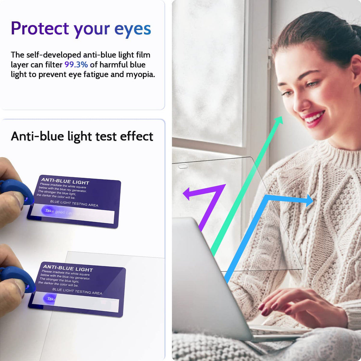 Peslv anti blue light screen protector for MacBook Pro 13 keeps display sharp while blocking blue light