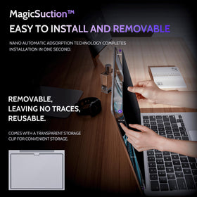 Peslv close-up of MagicSuction strips showing quick installation benefit