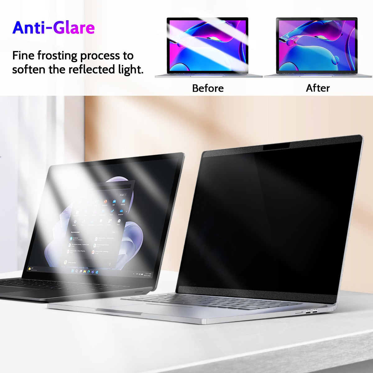 Peslv filter on Surface Book used in cafe protecting screen privacy