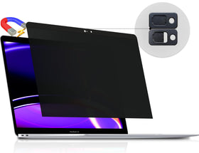 Peslv front-facing installed on MacBook Pro 15 showing clear display and privacy benefit