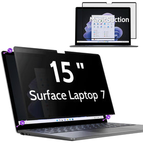 Peslv front view on 15-inch Surface Laptop showing clean privacy fit and protection benefit