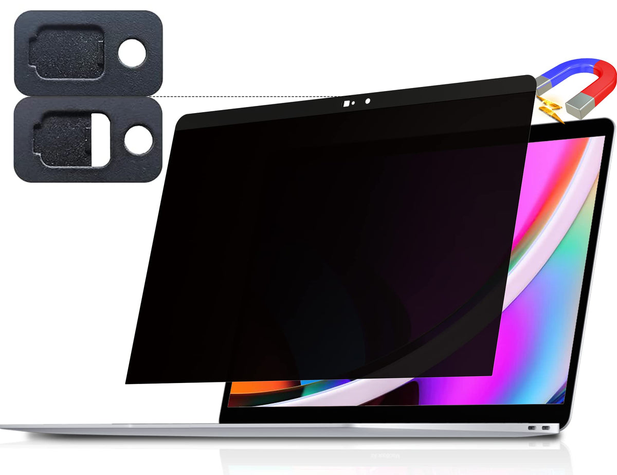 Peslv front view on MacBook 13 showing clean fit and discrete shield benefit
