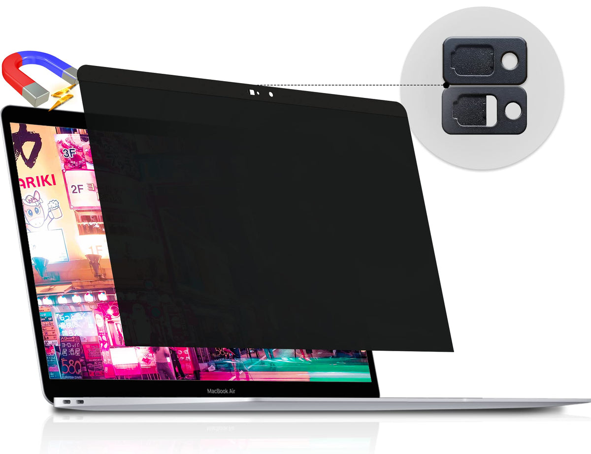 Peslv front view on MacBook 13 showing precise fit and privacy benefit