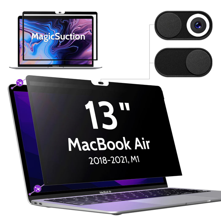 Peslv front packaging showing privacy screen for 13-inch MacBook and benefits
