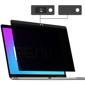Peslv front packaging on MacBook Pro showing model fit and benefit of privacy