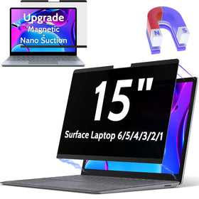 Peslv front view on Surface Laptop showing full coverage and privacy benefit