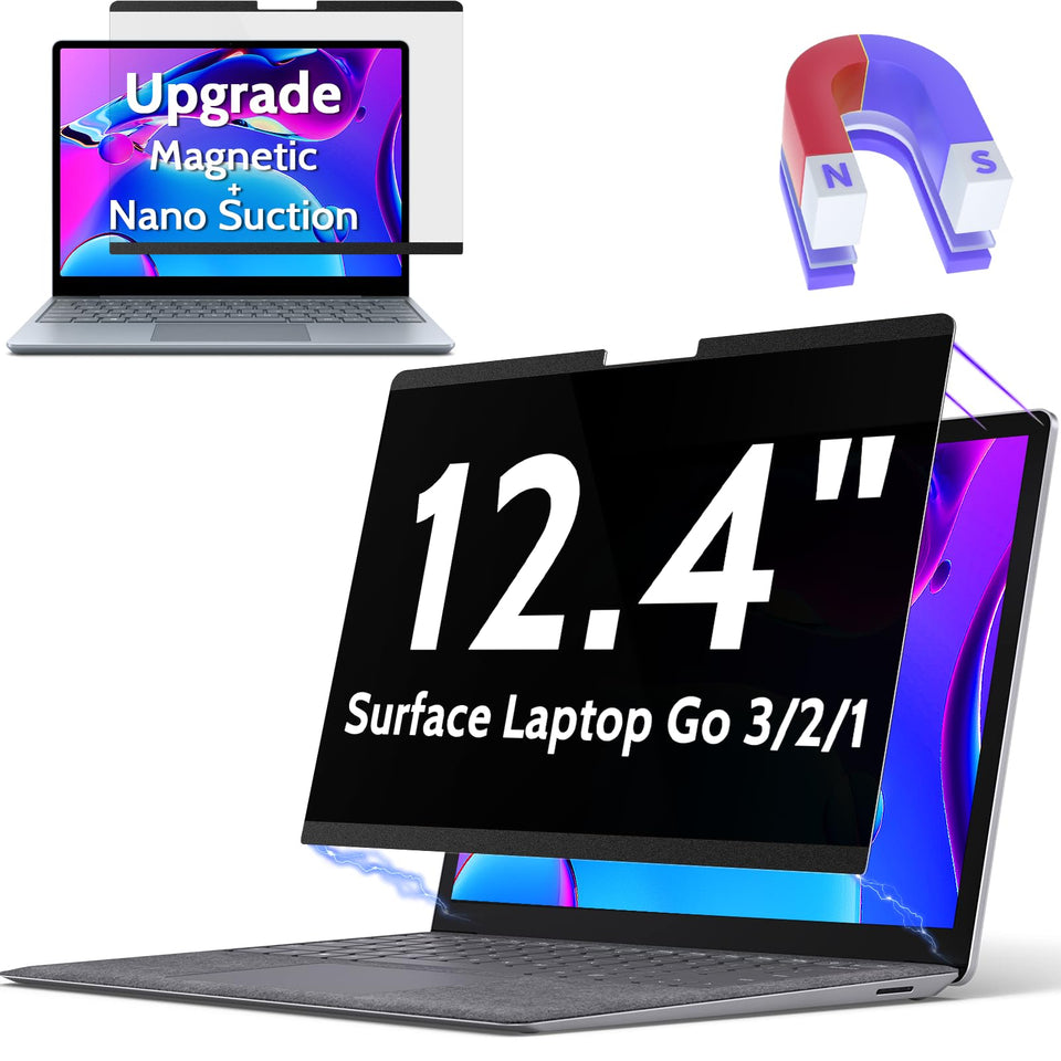 Peslv front view on Surface Laptop Go showing full coverage and privacy benefit