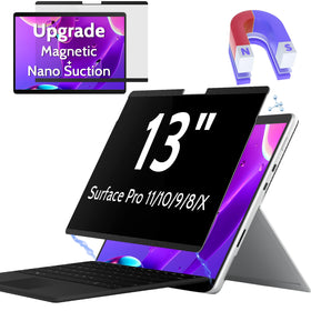 Peslv front view showing privacy screen on Surface Pro for secure visibility