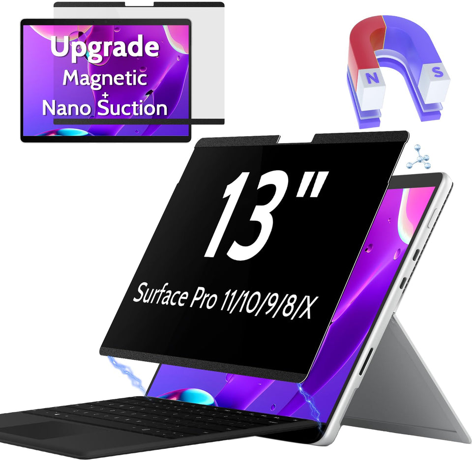 Peslv front view showing privacy screen on Surface Pro for secure visibility