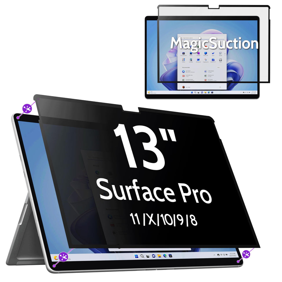Peslv front view on Surface Pro showing clean fit and clear front visibility