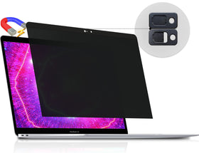 Peslv front view mounted on MacBook Pro 13 showing clear privacy benefit