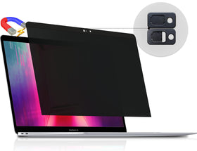 Peslv front view on MacBook Pro showing full-screen privacy protection benefit