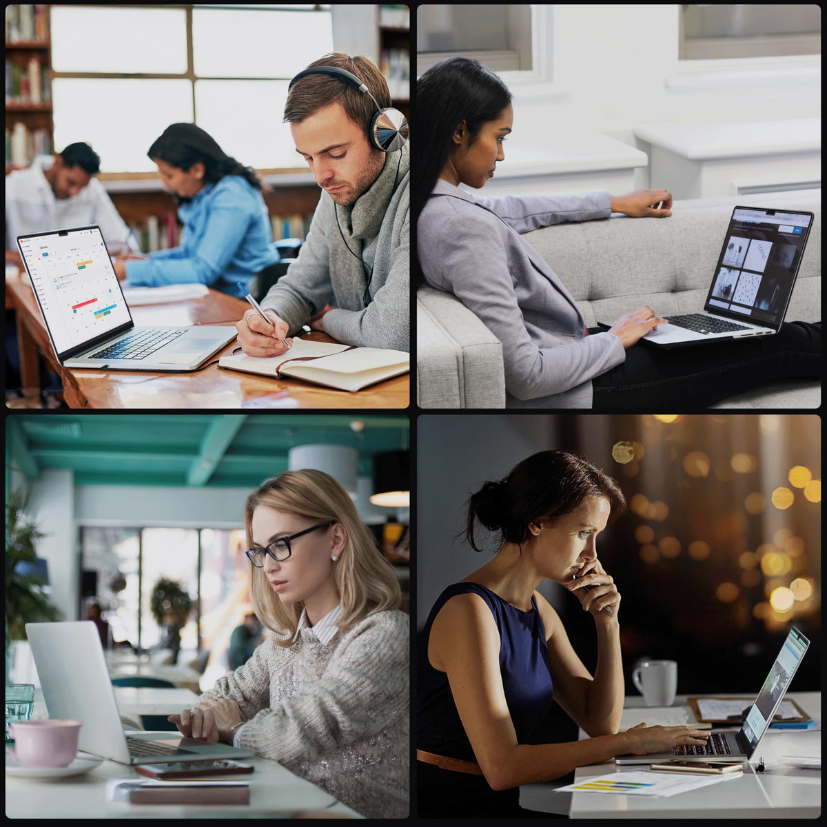 Peslv in a workstation lifestyle scene reducing glare for comfort