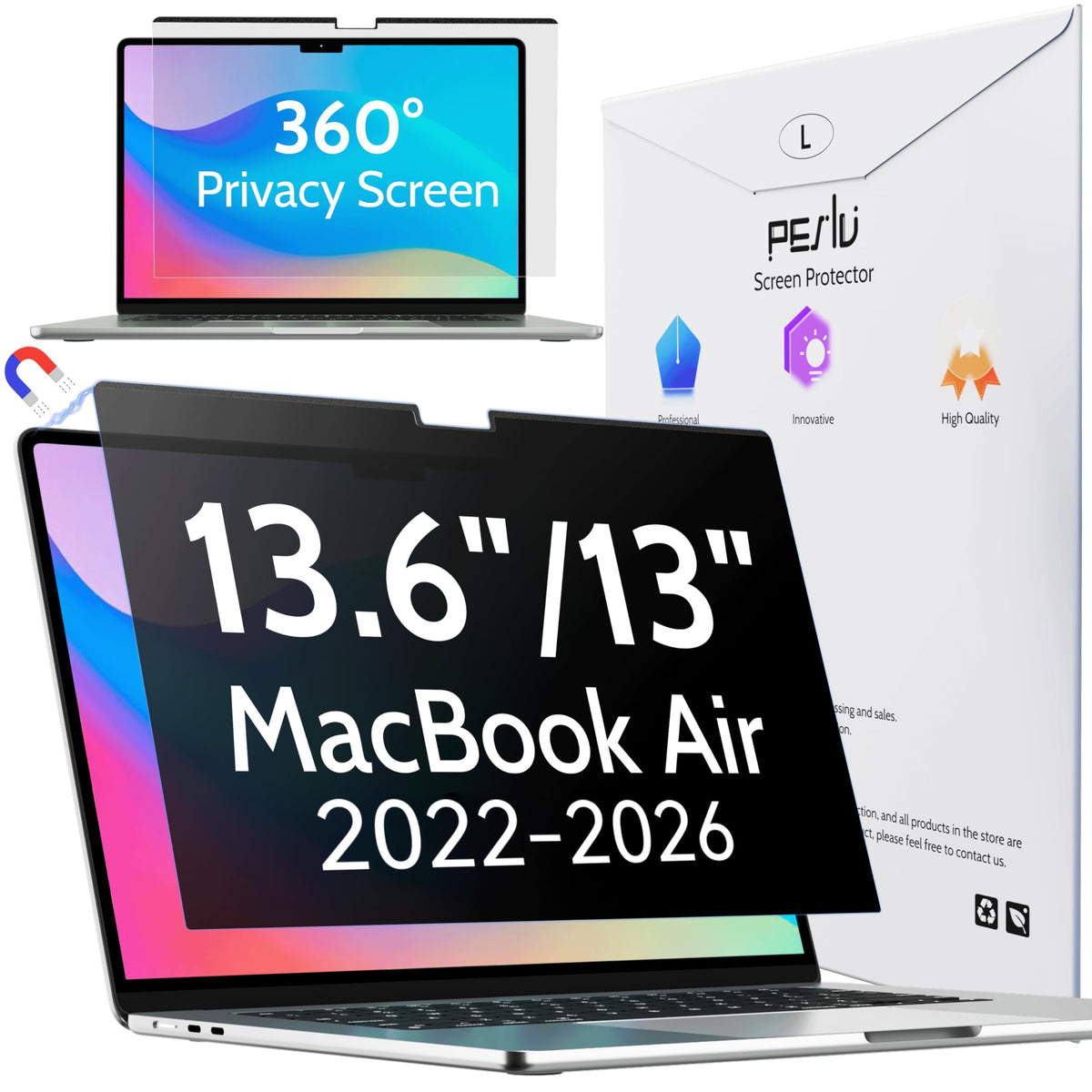 Peslv front view on MacBook Air showing full-screen privacy and clear center