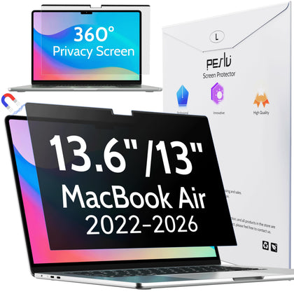 Peslv front view on MacBook Air showing full-screen privacy and clear center