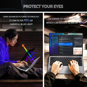 Peslv MacBook Pro 14-inch blue light filter shields eyes during long work
