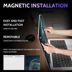 Peslv magnetic top bezel aligning to MacBook for instant secure attachment
