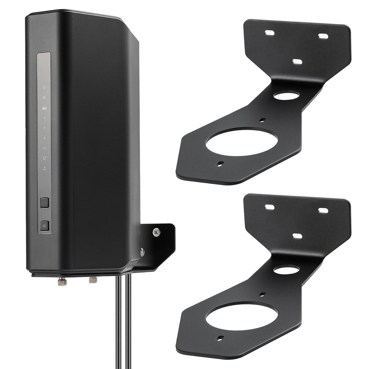 PETIMETI Nighthawk wall mount side view secures router high for a cleaner setup