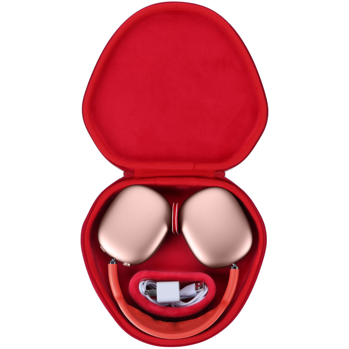 Peyyargo AirPods Max hard case showing bottom magnet sleep mode feature for power saving