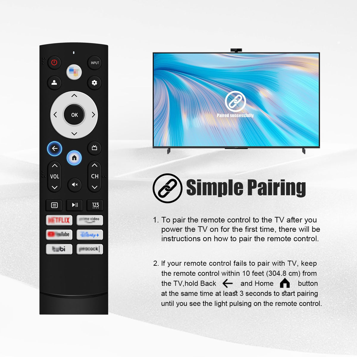 PGLYOUNI remote with shortcut keys, quick channel switching.