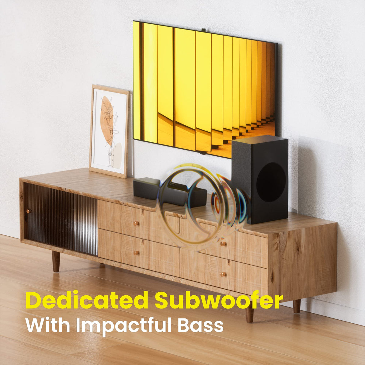 Pheanoo P15 subwoofer back view highlighting deep bass capability