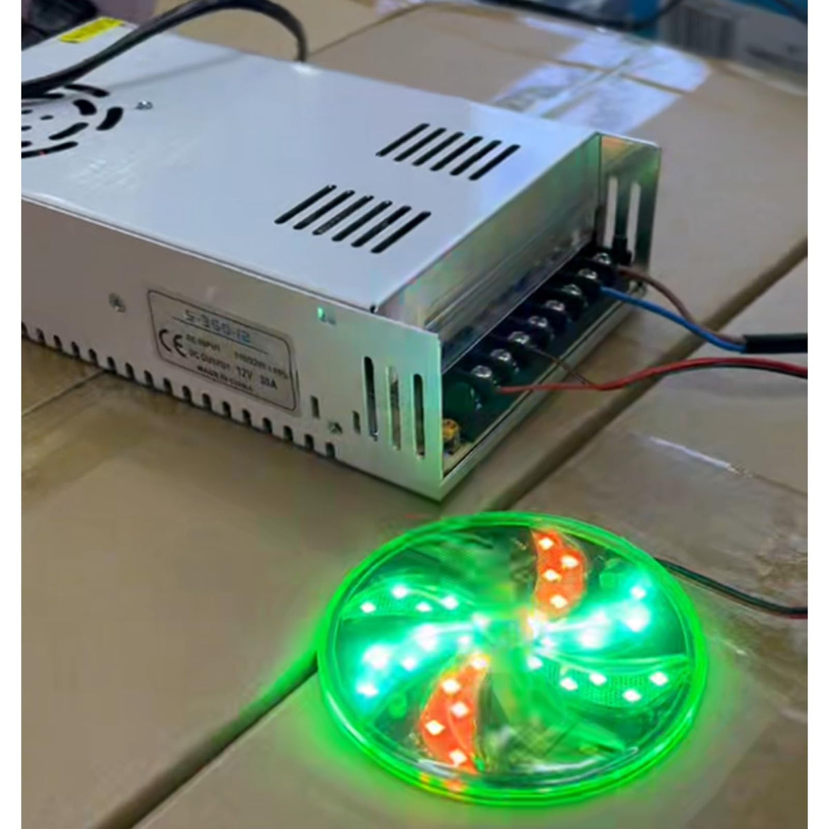 PHEVOS powering LED strip lights, stable 12V supply for bright consistent lighting