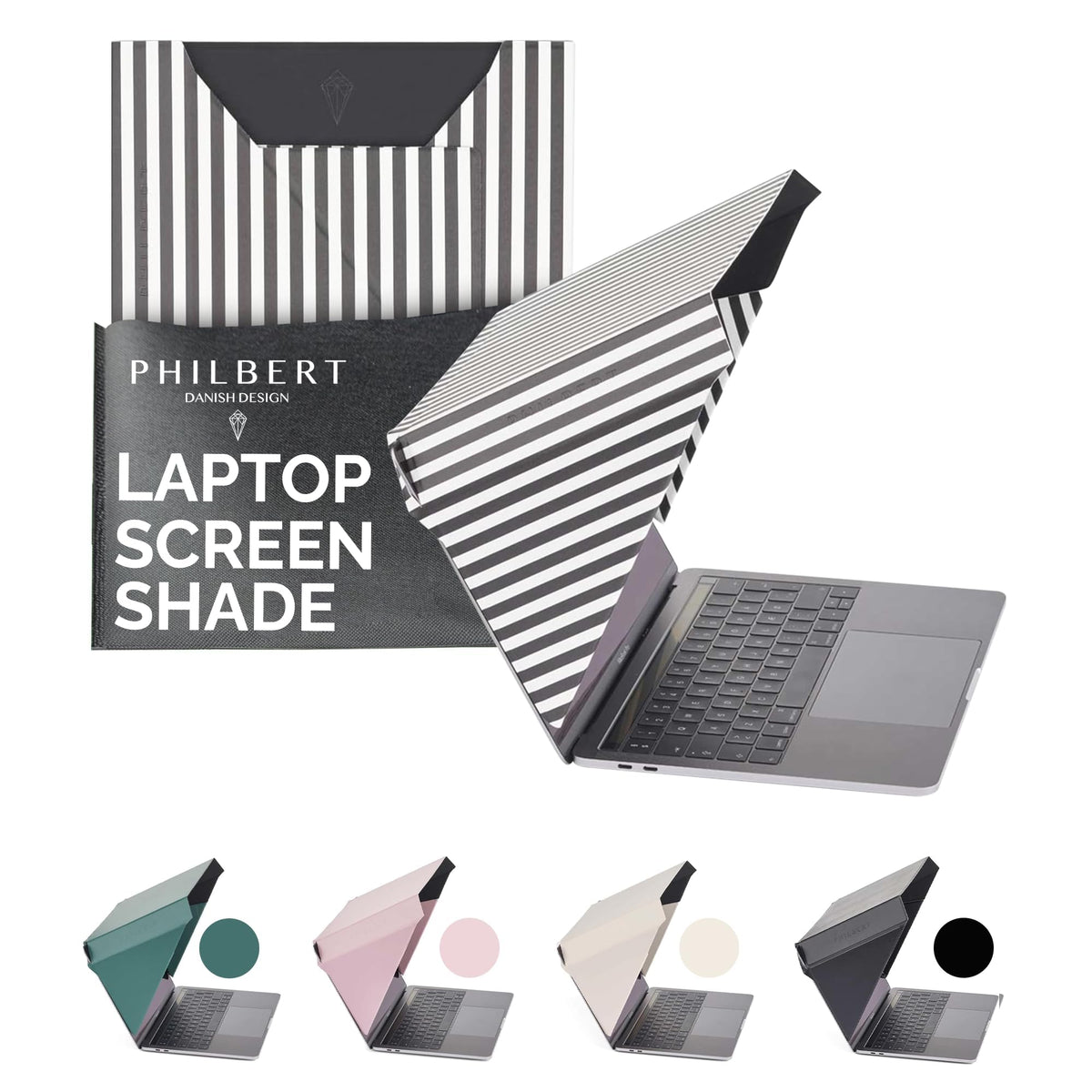 Philbert showing front striped hood packaging and travel-ready benefit